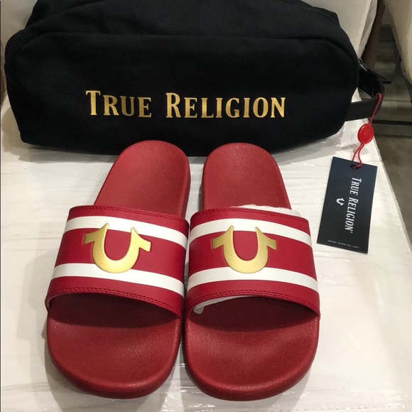 true religion men's slide sandals